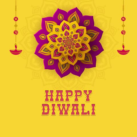 Yellow And Pink Animated Diwali Instagram Post