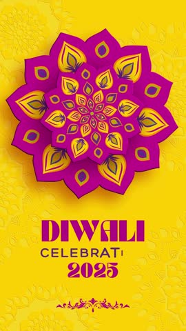 Yellow Purple Animated Diwali Celebration Instagram Reel