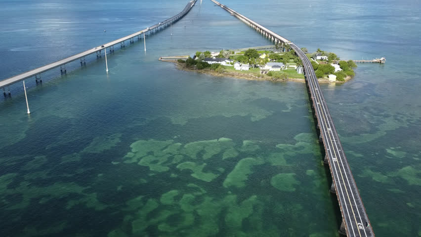 Drone shot flying over Pigeon Key 2025 Florida Keys drone shots 