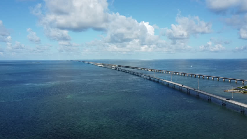 Florida Keys 2025 drone shots flying over new Seven mile bridge looking towards Key West