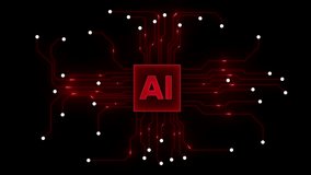 Glowing Red A I Circuit Board Digital Network Technology Abstract Background Futuristic Data Processing Concept - Powered by Shutterstock - Get 15% off with code: PIKWIZARD15