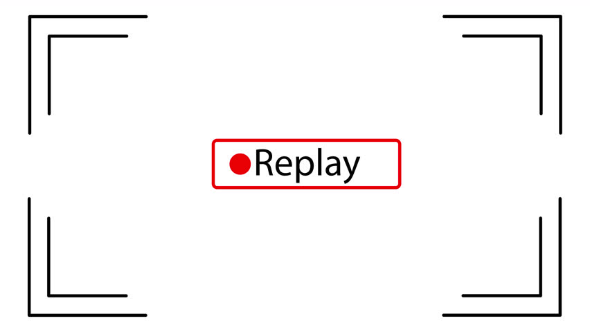 4K replay animation with HUD frame on a white background. Transparent overlay perfect for sports replays, video editing, digital broadcasts, and esport highlight transitions