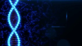 Glowing dna double helix rotating against a dark blue plexus network background with lens flares - Powered by Shutterstock - Get 15% off with code: PIKWIZARD15