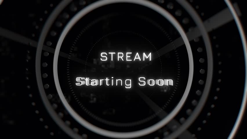Seamless looped 4K animation with glowing 3D frames and abstract particles surrounding the “Stream Starting Soon” text. Designed as a dark, minimal intro or waiting screen for live streams.