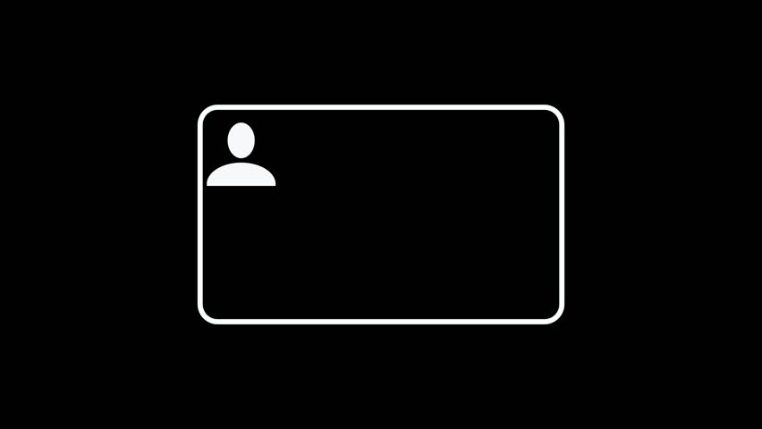 Personal information, Document, id card, drivers licence, Identification card symbol certificate, passport, data, badge. Business concept One line drawing animation, Motion design, Animated technology