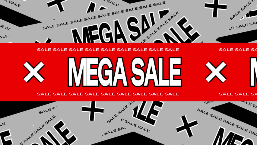 Mega sale animated text, for black friday events, sales promotions or edvertised webs. 4k video.