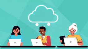 2D Flat Design Animation of Cloud Computing and Data Sharing - Powered by Shutterstock - Get 15% off with code: PIKWIZARD15