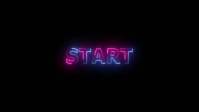 Start text motion graphic. movie, present, presentation, ending text animation with glitch animated on black background. start text animated text word neon electric blue start 4k looping. - Powered by Shutterstock - Get 15% off with code: PIKWIZARD15