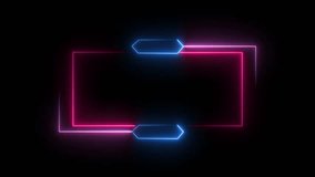 Neon rectangle HUD.Neon frame orange and yellow lights motion loops square on black background 3d render. Neon speech bubble overlay. - Powered by Shutterstock - Get 15% off with code: PIKWIZARD15