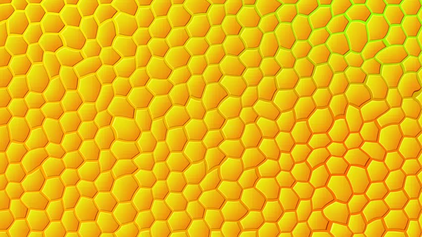 Three dimensional glowing yellow honeycomb background
