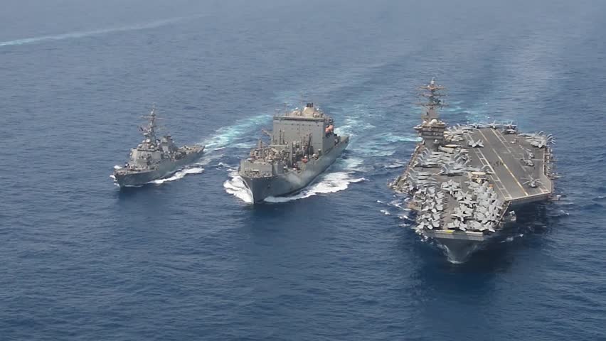 USS Nimitz refuels with USNS Cesar Chavez in CENTCOM waters.