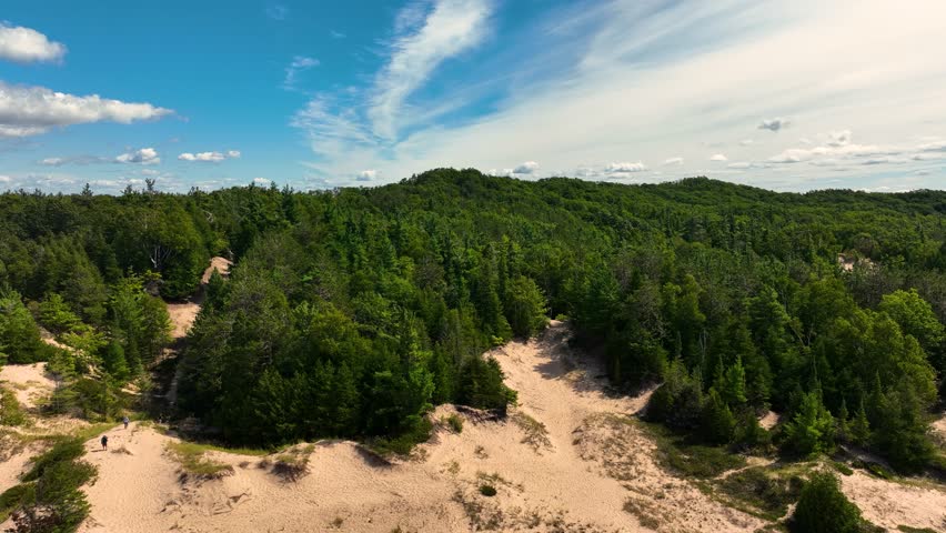 Revealing the sandy shores of lake Michigan by reverse track.
