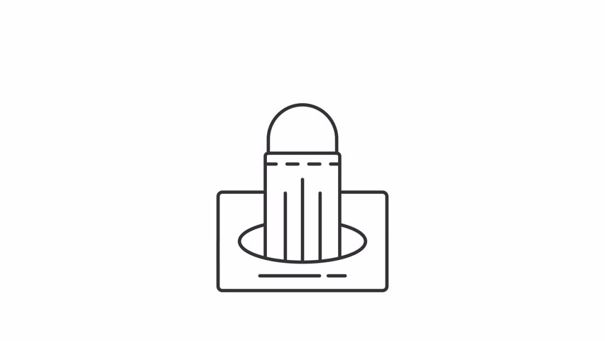 Animated masks in box line icon. Disposal PPE pack animation. Health care. Protective wear from virus infection. Doctor uniform. Outline element on white background. HD video with alpha channel