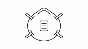 Animated N95 respirator line icon. Mask for breathing animation. Contagious infection prevention. Protective wear from virus spread. Outline element on white background. HD video with alpha channel - Powered by Shutterstock - Get 15% off with code: PIKWIZARD15