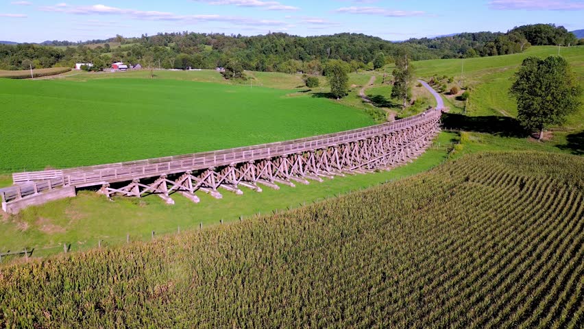 bike riders cross train trestle on virginia creeper trail
