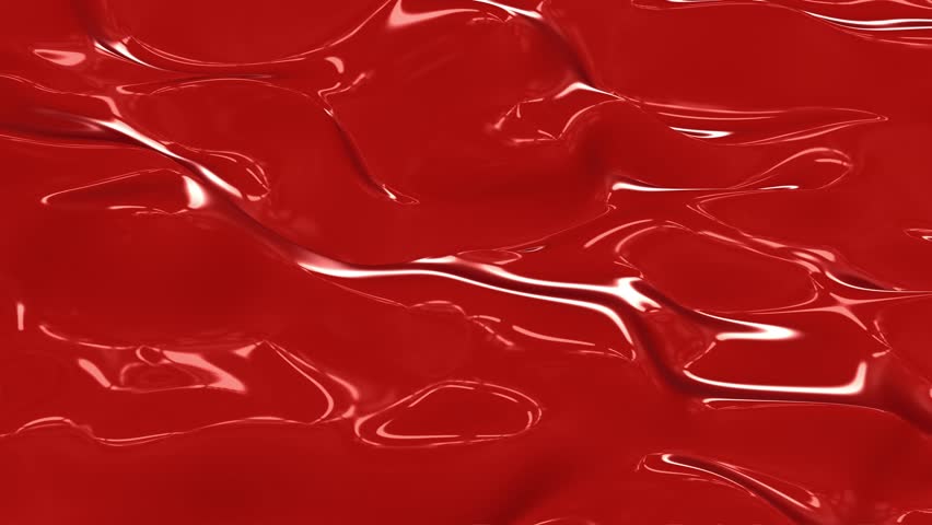 Shimmering Red Liquid Surface: Captivating Visual Dynamics of Fluid Motion and Texture in Glimmering Red Tones with Reflective Highlights. 3D Illustration