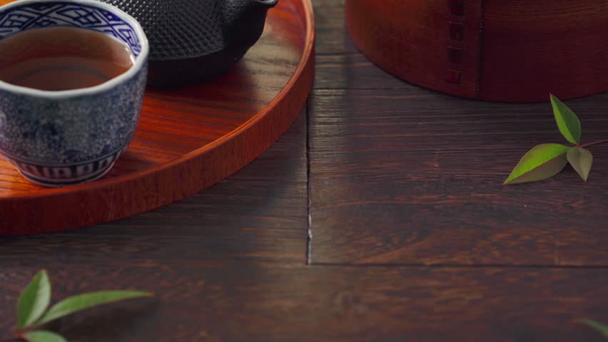 Japanese Umeboshi Pickled Plums in Ceramic Bowl with Shiso