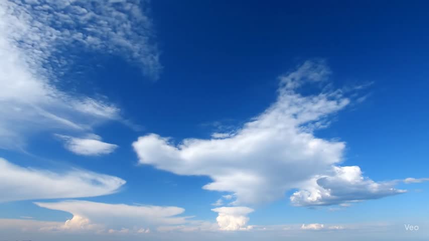 Moving Clouds Time-lapse || Time-lapse capture of fluffy clouds moving across blue sky, smooth cinematic motion, high-definition, clean natural scenery.