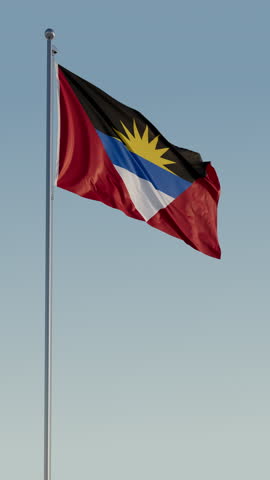 Antigua and Barbuda Flag Seamless Loop Cinematic Realistic Waving Blue Sky
