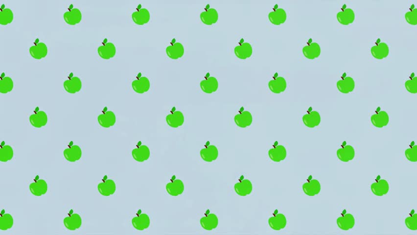 Seamless looping animation of green apple background. Ideal for food themes, healthy lifestyle, fruit designs, nutrition projects, and creative video elements.