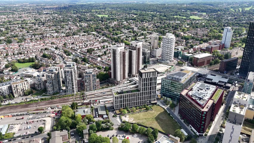 Croydon town centre south London UK drone,aerial