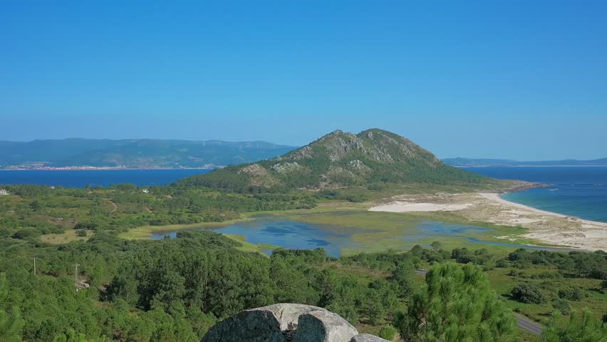 Panoramic view from naraio mount lookout in cies islands