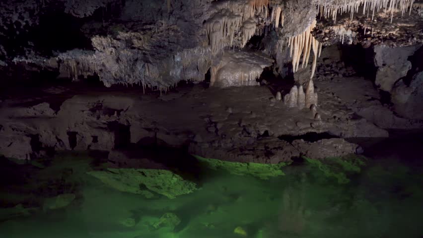 Demanovska Cave Of Liberty In Low Tatras Slovakia With Stalactites Stalagmites And Underground Waterfall Lake Most Visited Cave In Slovakia Natural Limestone Formations Captured In Cinematic 4K