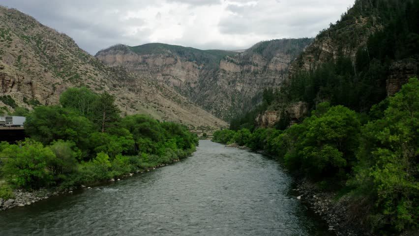 Colorado River running through Glenwood Canyon in the Rocky Mountains.