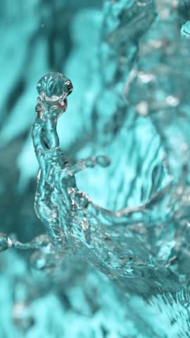 Super Slow Motion of Splashing Water Surface . Filmed on High Speed Cinema Camera , 1000 fps