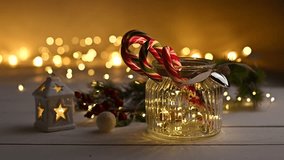 Merry Christmas! Fairy lights in a mason jar, glowing in the dark. Magical festive holiday atmosphere. - Powered by Shutterstock - Get 15% off with code: PIKWIZARD15