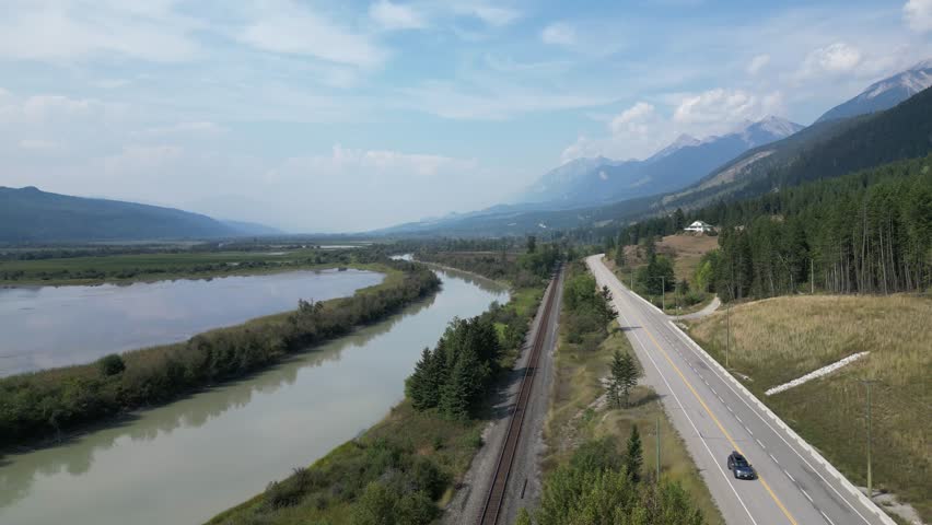 Crowsnest pass and cranbrook drone aerial in summer