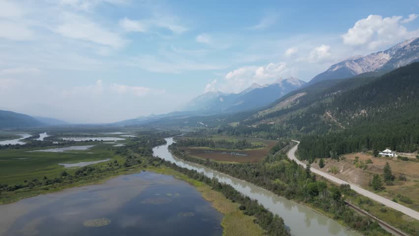 Crowsnest pass and cranbrook drone aerial in summer