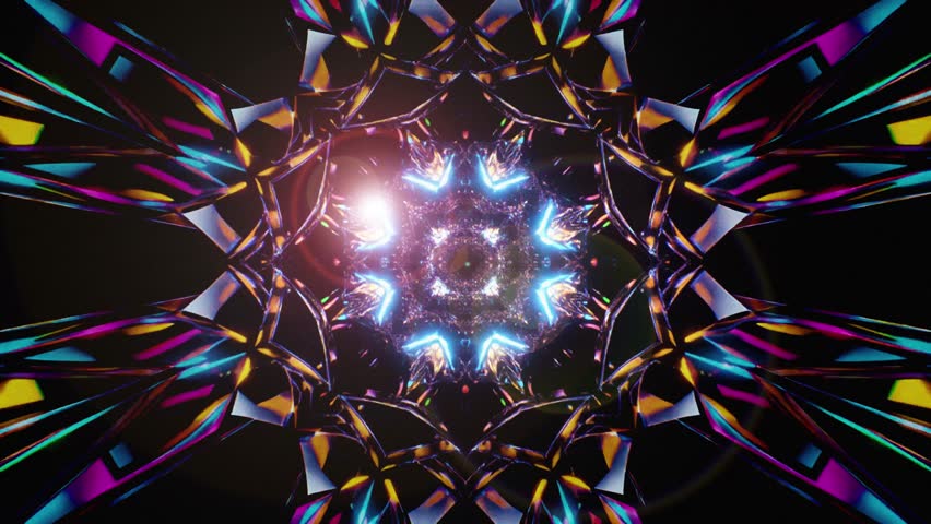 Seamless looping abstract neon featuring  Psychedelic, glowing abstract patterns, and dynamic vibrant motion. Ideal for VJ visuals, motion graphics, and animated projects