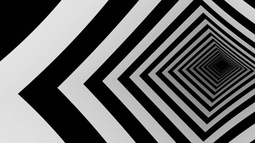 Abstract Black And White Stripe Tunnel Background Loop