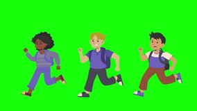 School Kids Running in Hallway with Lockers and Bulletin Board Back to School Flat Style 2D Animation - Powered by Shutterstock - Get 15% off with code: PIKWIZARD15