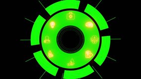 Circular Infographic with Neon Medical Icons and Radial Segments on Black Background health healthcare	 - Powered by Shutterstock - Get 15% off with code: PIKWIZARD15