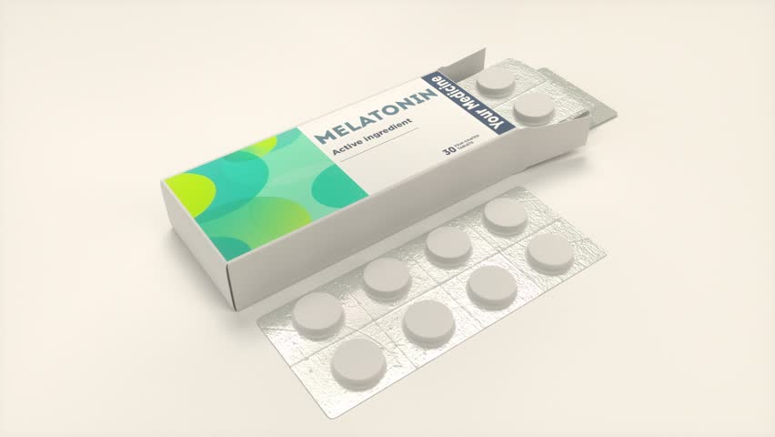 Blister Pack of Melatonin Pills With Clean White Pharmaceutical Packaging