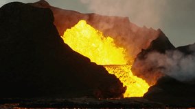 A dramatic volcanic eruption with glowing lava, ash, and smoke clouds rising into the sky. Perfect for science, nature, natural disasters, geology, education, and powerful environmental visuals. - Powered by Shutterstock - Get 15% off with code: PIKWIZARD15