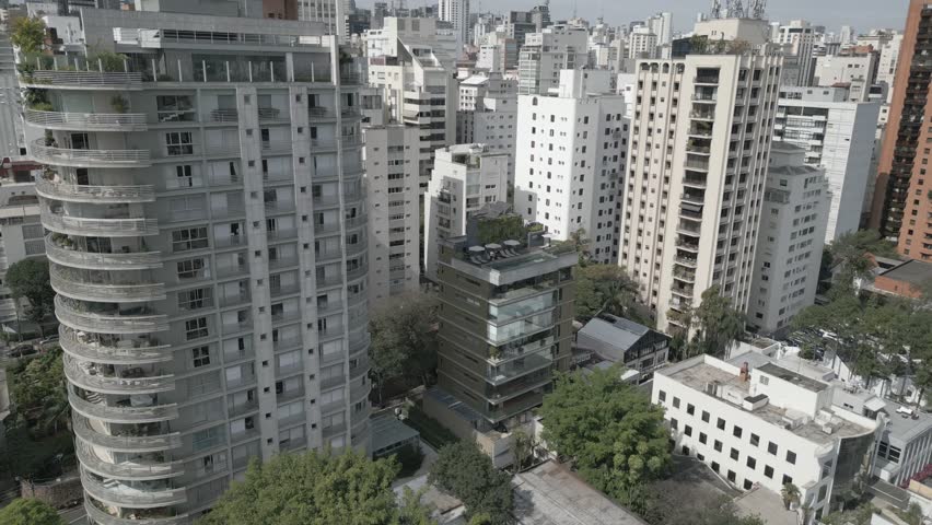 Residential Buildings Rooftop Pool High Standard Luxury Metropolis Urban Big City São Paulo Jardins Brazil South America Architecture Engineering Exclusive Condominiums Modern Facade Pool Skyline
