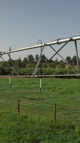 Natural Aerial Shot of Irrigation Sprinklers in Field