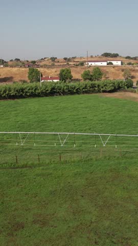 Natural Aerial Shot of Irrigation Sprinklers in Field
