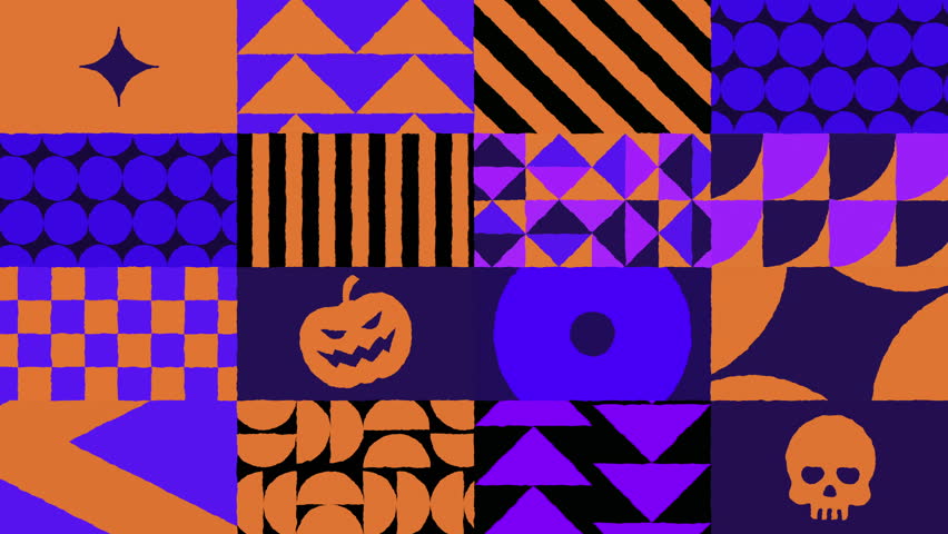 Set of 15 Halloween Background Animations. Pack of abstract clips with Concept of Spooky, Terror, Fear, Creepy, Trick or Treat, Haunted.