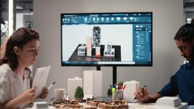 Real estate experts team presenting a master plan for residential project, creating a construction layout based on zoning regulations with 3D models. City planning for development. Camera A. - Powered by Shutterstock - Get 15% off with code: PIKWIZARD15