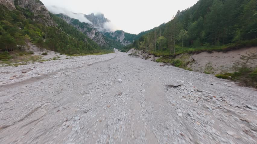 Drought and water shortage in alpine region, Austrian mountain landscape