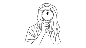 line art animation of woman with magnifying glass - Powered by Shutterstock - Get 15% off with code: PIKWIZARD15