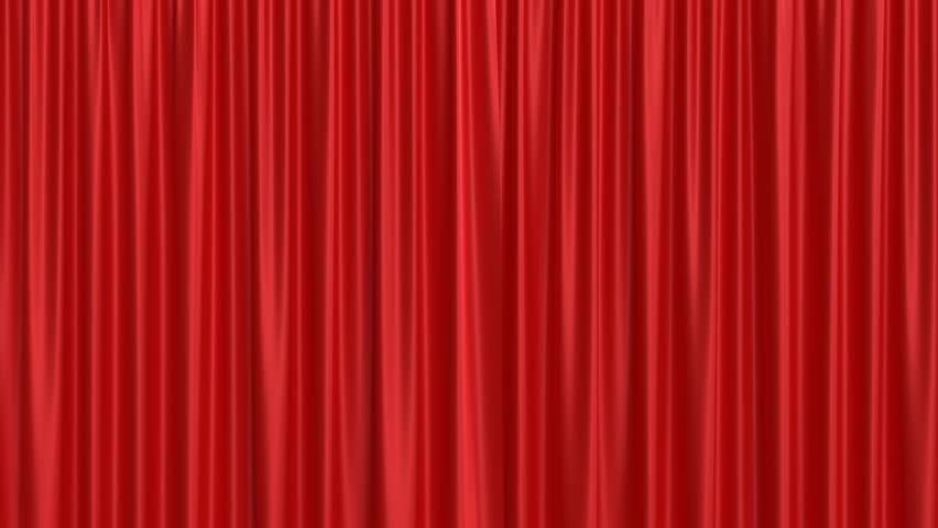 Red curtain opening with green screen background, Theater stage curtains on green backdrop