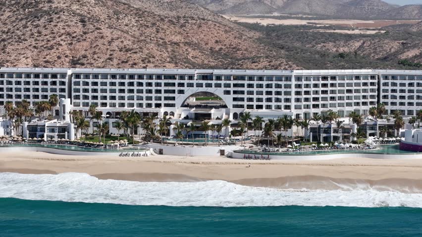 Drone Shot of Modern Luxury Resort in Cabo San Lucas, Baja California Mexico