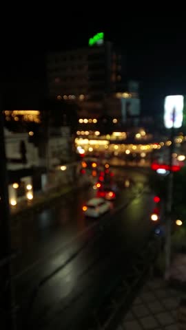 City ​​traffic at night from above in blury