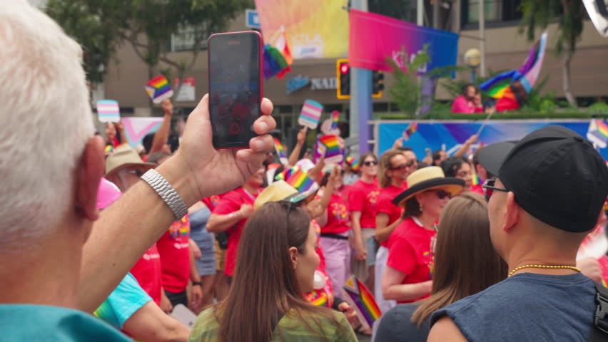 Los Angeles, California, USA, June 1 2025: Group Marching in Pride Parade