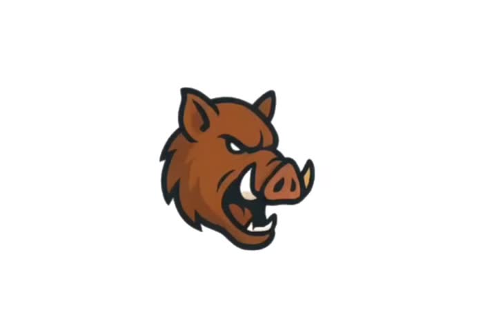 animation of a ferocious pig showing its fangs